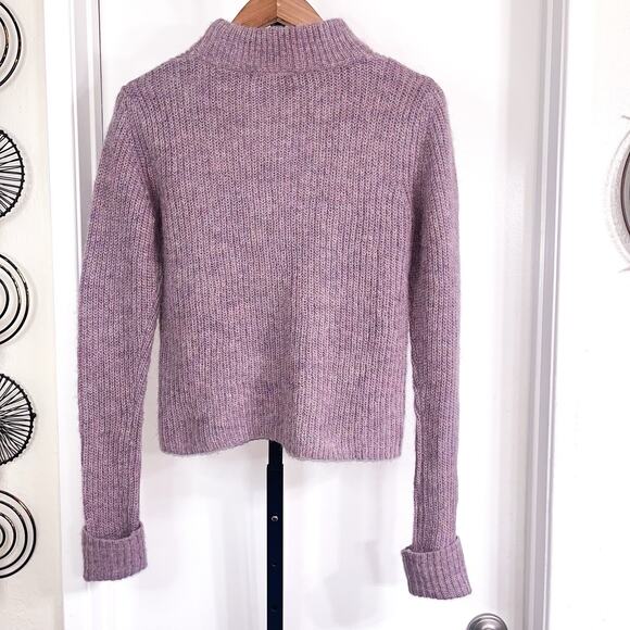 Topshop Womens Wool Alpaca Blend Mock Neck Sweater - Purple, Size 4 - Picture 2 of 7